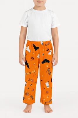 Niños Grandes Hyde And Eek Fantasma Calabaza Halloween Naranja Polar Pijama Pantalones Dormir Foto 1 de 2