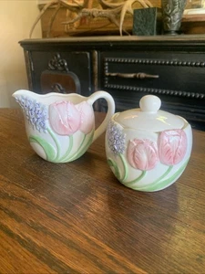 Mary Ann Baker De Colección OTAGIRI Juego de Crema de Azúcar Pintado a Mano Tulipán y Hiancitos Nuevo de Lote Antiguo - Imagen 1 de 23