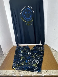 SmileyWorld Mens Crew Neck Long Sleeve 2-pc. Pajama Set Smile Face Paint Splash - Picture 1 of 7