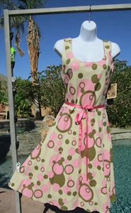 NEW Lapis retro swing dress  XL 40/41" B linen cotton blend multicolor 34"W - Picture 1 of 2