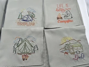 4 Handsticktisch Servietten Camping Thema. Wohnmobil Picknickkabine - Bild 1 von 6