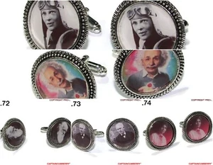 steampunk cufflinks silver Historical heroes pankhurst earhart darwin #CL70-74 - Picture 1 of 26