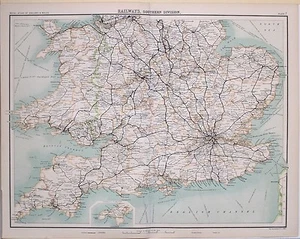 1897 ANTIQUE MAP ENGLAND & WALES SOUTH LONDON BIRMINGHAM READING CARMARTHEN - Picture 1 of 5