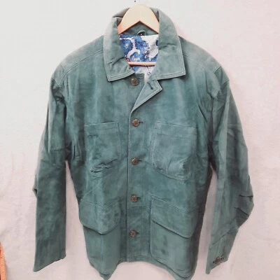 Blazer de gamuza verde vintage años 90 para mujer talla M hombreras, de gran tamaño, corte cuadrado Foto 1 de 4