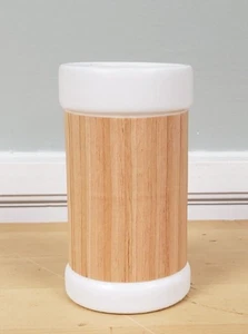 InterDesign Real Wood Ceramic Vanity Tumbler Cup White/Light Wood Finish - Picture 1 of 4