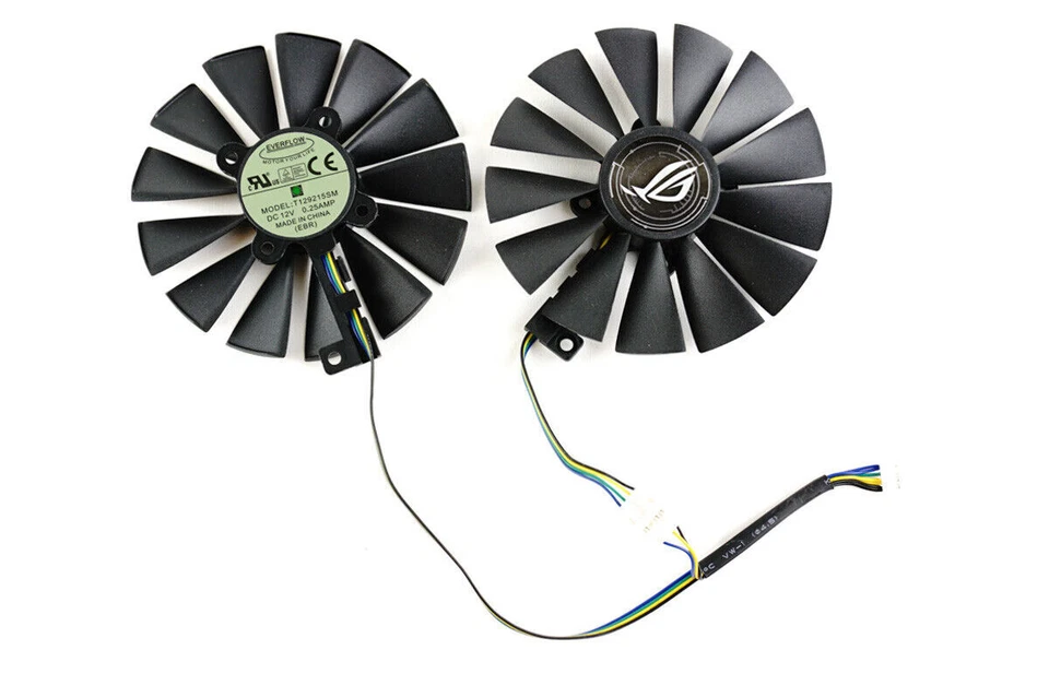 Pair Fans Cooler Fan For Asus Strix RX 470 480 570 580 GTX 1050 T129215SM 95mm - Image 1 of 1