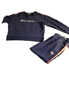 Champion Heritage Navy Sweatshirt XL & Hose L Set Spell Out Logo Neu mit Etikett - Bild 1 von 18