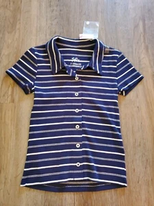 NWT Justice For Girls Shirt Size 7 New top navy stripes collar back to school - Picture 1 of 2