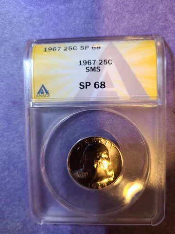 1967 SMS Washington Quarter**ANACS SP 68**Beautiful**Great Price & FREE SHIPPING Cover