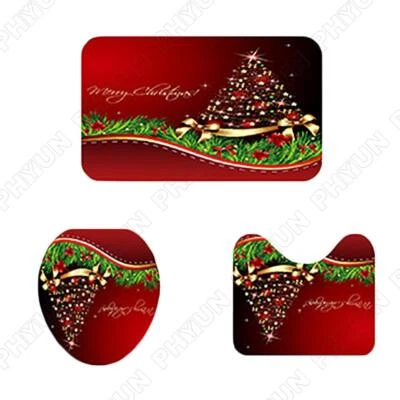 Juego de 3 alfombras de baño antideslizantes alfombrilla de baño tapa de inodoro cubierta decoraciones navideñas Foto 1 de 4