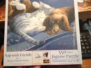 Cat Dog Jigsaw Puzzle 550 Piece Nap With Friends SunsOut New Persis Weirs Sealed - Picture 1 of 4