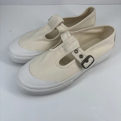 Vans Style 93 Men’s 8 Women’s 9.5 Classic White Canvas Slip-On Mary Jane Shoes - Image 1 of 4
