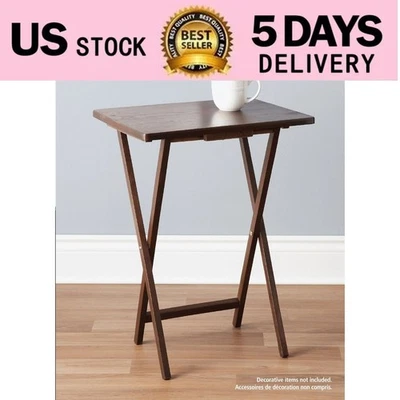  Mesa Bandeja TV Plegable, Madera de Goma, Nogal, 19" x 14.5" x 26", Interior, 1 Pieza Foto 1 de 4