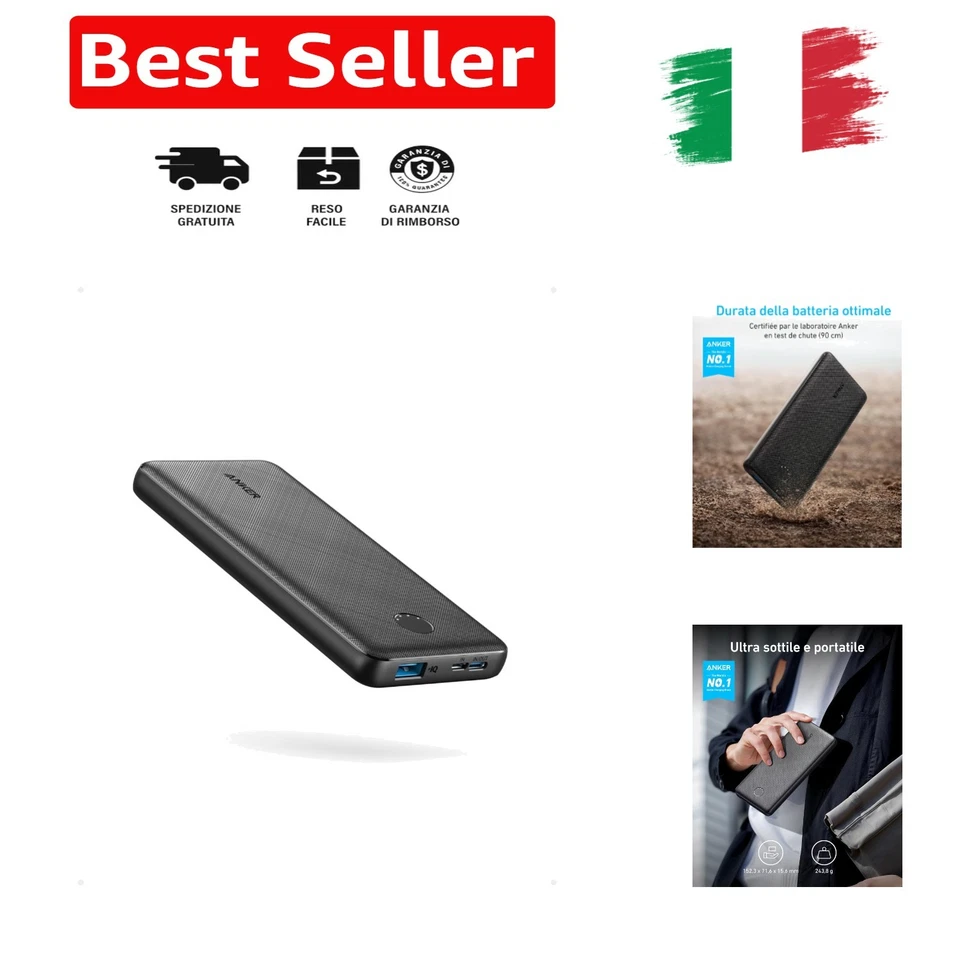 Anker Power Bank PowerCore 10K Batteria Compatta da 10000mAh con Tecnologia ...