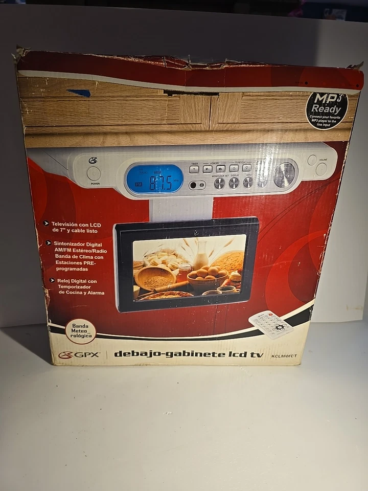 GPX Under Cabinet 7" LCD TV  Analog Tuner Timer AM/FM Stereo Open Box Untested - Image 1 of 4