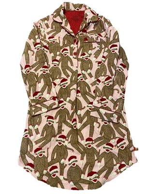 Nick & Nora Calcetín Mono Navidad Papá Noel Sombrero Franela Corto Vestido de Noche Para Mujer M Foto 1 de 3