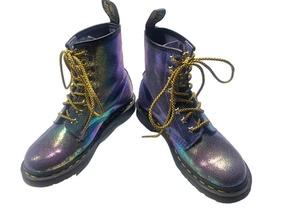 Botas Dr Martens 1460 Rainbow Ray para mujer púrpura talla 6 iridiscentes brillantes EE. UU. Foto 1 de 4