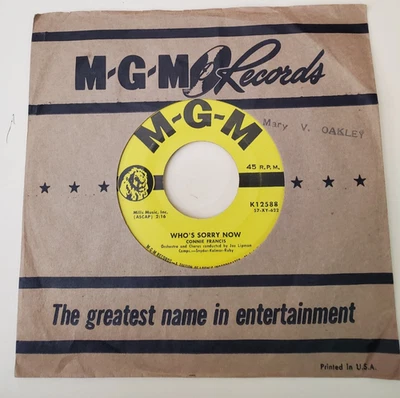 Connie Francis WHO'S SORRY NOW / YOU WERE ONLY FOOLING(45)#12588 PLAYS VG+ TO ++ - Image 1 of 4