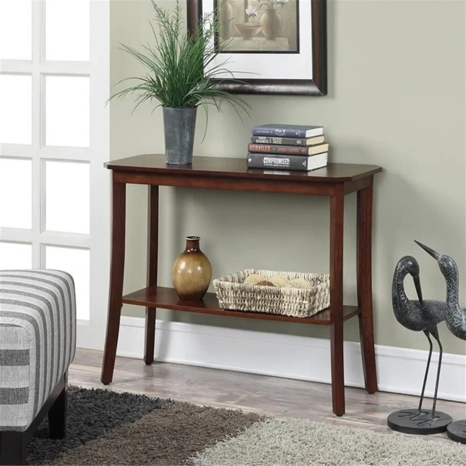 Mesa Consola Designs2Go Baja en Acabado Madera Espresso Caoba Con Estante Foto 1 de 2