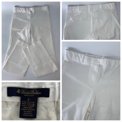 Pantalones Brooks Brothers Lucia Fit Talla 2 Blanco Algodón Viscosa Elastizados YGI Y1-440 Foto 1 de 4