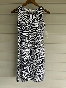 NWT Jude Connally Dress Sleeveless Navy White Stretch Animal Zebra Women Size XS - Picture 1 of 9