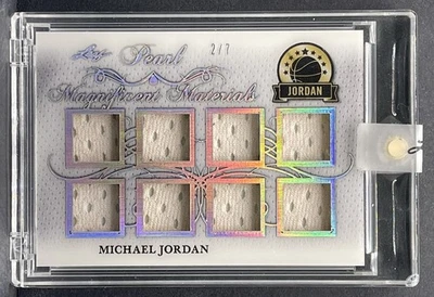 迈克尔·乔丹 GU 2018-19 Leaf 珍珠华丽材料 /7 比赛使用球衣 — 第 1/2 张图片