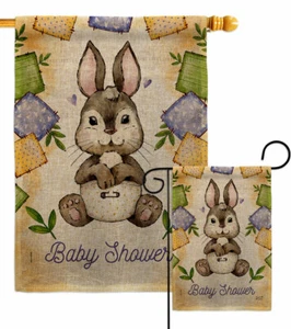Bunny Babyparty Sackleinen Garten Flagge Feier Neugeborenes Geschenk Hof Haus Banner - Bild 1 von 19