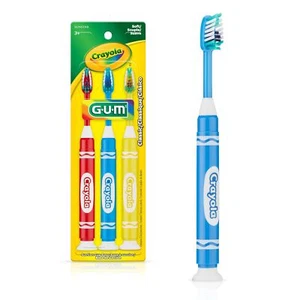 GUM Crayola Marker Cepillo de Dientes Infantil, Cerdas Suaves Paquete de 3 Fondo de Succión - Imagen 1 de 4