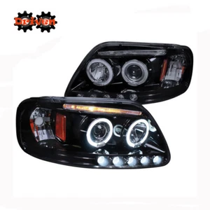 Ford F150 Truck Harley Lighting 1PC Headlight Corners Smoked Projector Halo LED - Picture 1 of 3