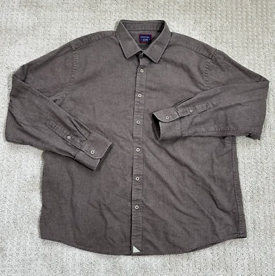 Men's Flannel Shirt Untuckit XXL Brown Cotton Long Sleeve Casual Button Up 2XL - Image 1 of 4