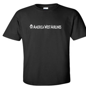 America West Airlines T-Shirt weiß Logo US Aviation schwarz Baumwolle - Bild 1 von 3