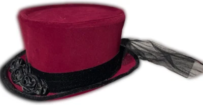 Sombrero de copa borgoña de lujo negro de encaje victoriano steampunk vampiro payaso gorra púrpura Foto 1 de 4