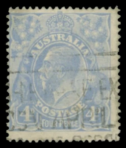 1922 4d Ultramarine KGV with Crack in front of King's face - state II FU. - Picture 1 of 1