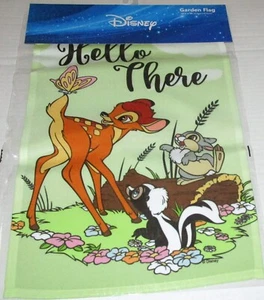 DISNEY GARDEN FLAG 12.5"x 18" HELLO THERE~FOREST FRIENDS - Picture 1 of 1
