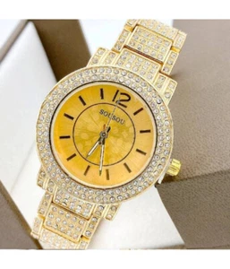 Orologio Da Polso Sousou 6422 Quarzo Moda Fashion Brillantini Dorato Fondo Oro - Foto 1 di 1
