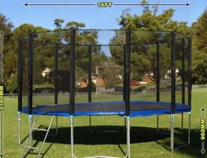 *VIC PICKUP* 16 FT Trampoline Set + Safety Net + Ladder 6 legs 12 poles - Picture 1 of 14