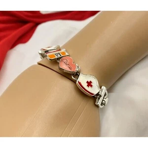 Pulsera de colección enfermera doctora encanto hospital médico tono plata cuidado amoroso - Imagen 1 de 9