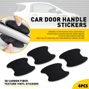 4X 3D Carbon Fiber Car Door Handle Protector Anti-Scratch Film Sticker Universal - Picture 1 of 14