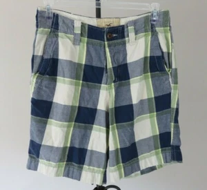 Hollister Men's Blue/White/Green/Yellow Plaid Flat Front Shorts Size 33 - Picture 1 of 5