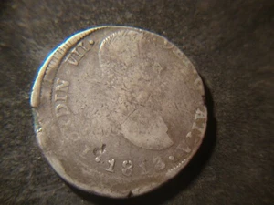 1813 Error Mexico Eight 8 Reales 20% off center Reverse Chop Mark Approval - Picture 1 of 4