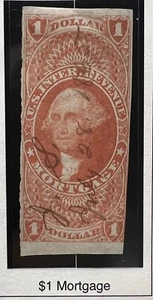 US Stamp # R73a Revenue $1 Mortgage Used Pen Cancel July 28, 1865   - Picture 1 of 1