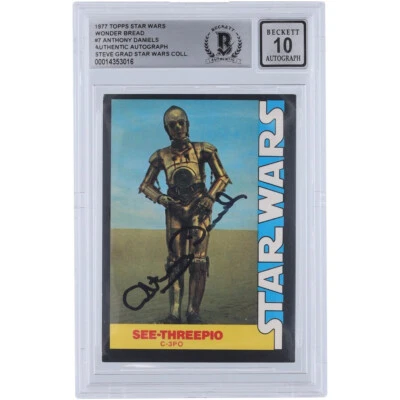 1977 Topps Star Wars Wonder Bread C-3PO Anthony Daniels Authentic Auto BGS 10 - Image 1 of 2