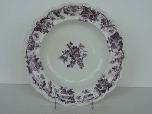 Antiguo tazón de transferencia de ciruela de 10,5" Staffordshire BORDE DE UVA ELEGANTE - Imagen 1 de 1