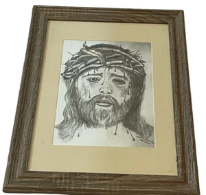 Boceto a lápiz de Jesús firmado arte enmarcado único en su clase único ÚNICO EN SU CLASE - Imagen 1 de 12