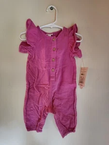 Baby Girl Cat & Jack Pink Gauze Romper Size 3-6 Months NWT - Picture 1 of 5