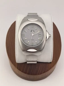 Vtg Adidas 40mm Watch Silver Tone Date Stainless Steel Swiss Lume - RUNS - Picture 1 of 20