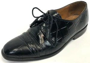 Giorgio Brutini Croc Embossed Leather Toe Cap Oxford Tassel Lace Dress Shoes 8 D - Picture 1 of 9
