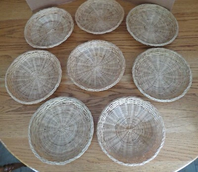 Vintage Wicker Paper Plate Holders 9.5” Set of 8 Camping Picnic Etc - Image 1 of 4