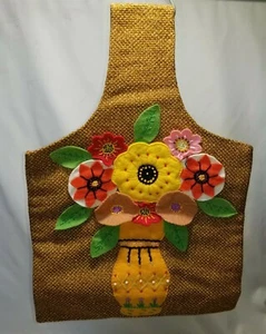 Bolso de Mano Vintage Forrado ARPILLERA, Colorido Diseño de Aplique de Flor de Fieltro - Imagen 1 de 11
