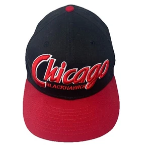 Chicago Blackhawks Hat Black Red Embroidered Logo Cap New Era Snapback 9Fifty - Picture 1 of 7